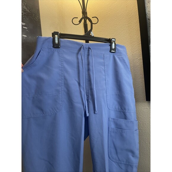 SCRUBSTAR Scrubs Pants Women Small Blue Cargo Lightweight Medical Drawstring - Picture 2 of 6